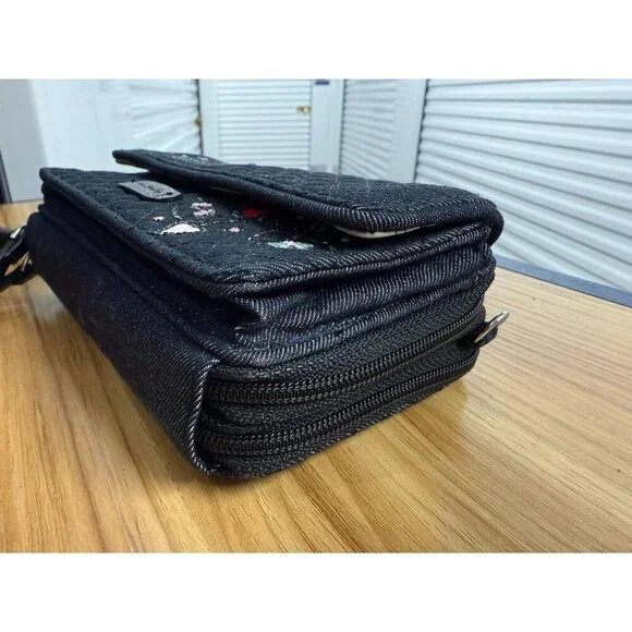 Vera Bradley Iconic RFID Crossbody Wallet - Denim Navy w/Heart Embroidery NWT - Picture 8 of 8